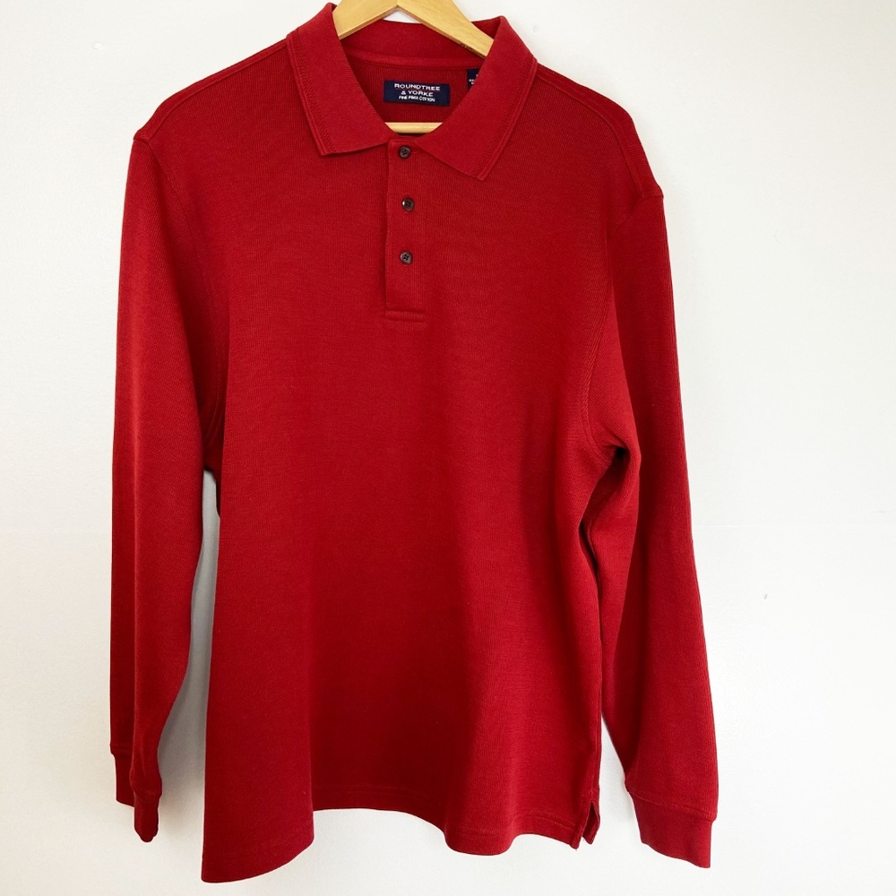 Roundtree & York Mens Polo Sweater Size Large Red